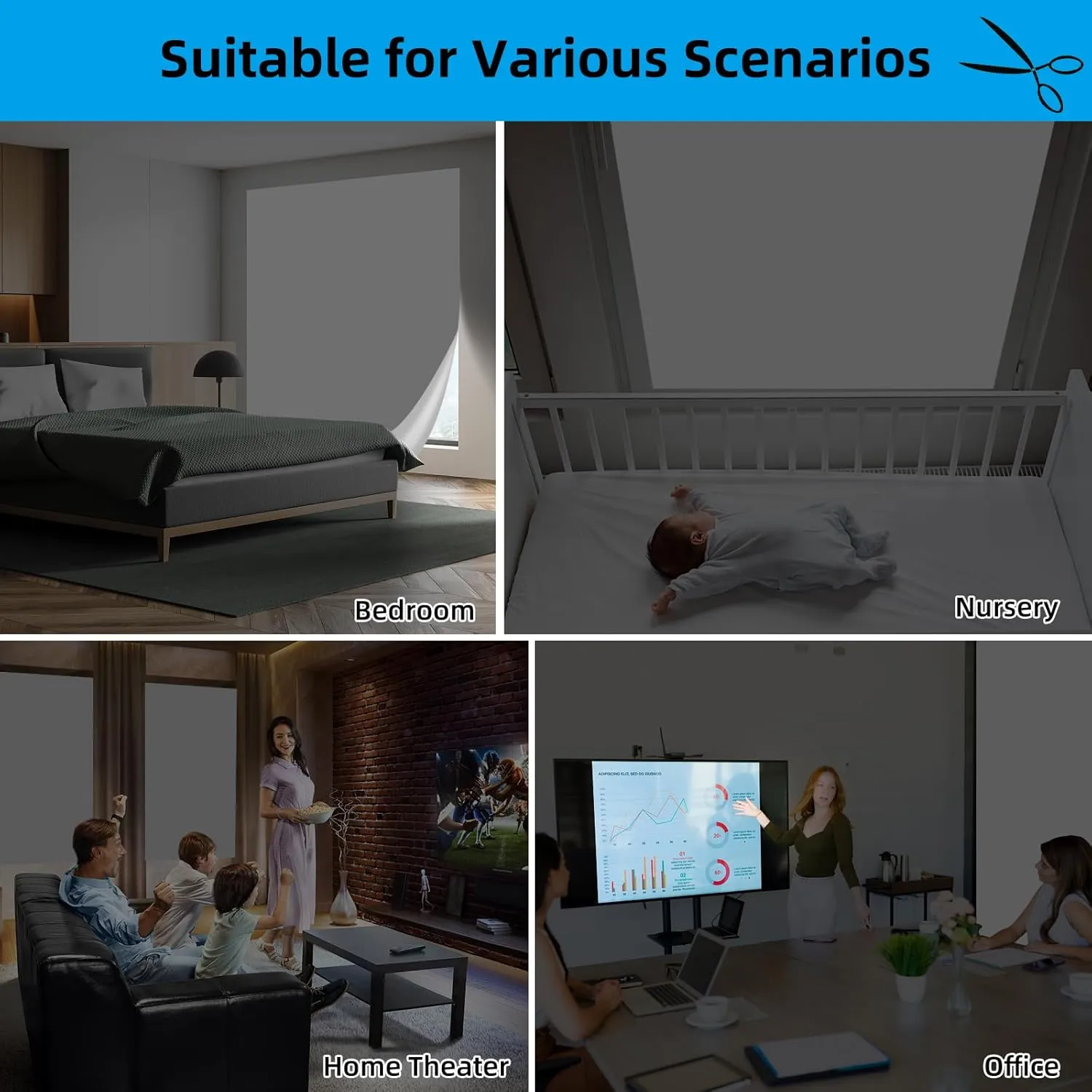 100% Blackout Curtains for Bedroom, Blackout Curtains, Portable Blackout Curtains for Travel, Window Curtains Total Blackout for Bedroom, Kids, Nursery, Dorm Room (White, 57"x 79")