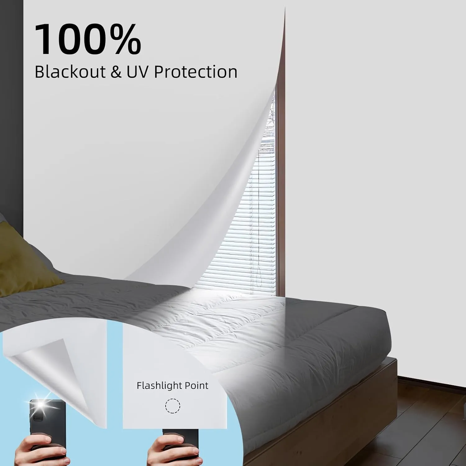 100% Blackout Curtains for Bedroom, Blackout Curtains, Portable Blackout Curtains for Travel, Window Curtains Total Blackout for Bedroom, Kids, Nursery, Dorm Room (White, 57"x 79")