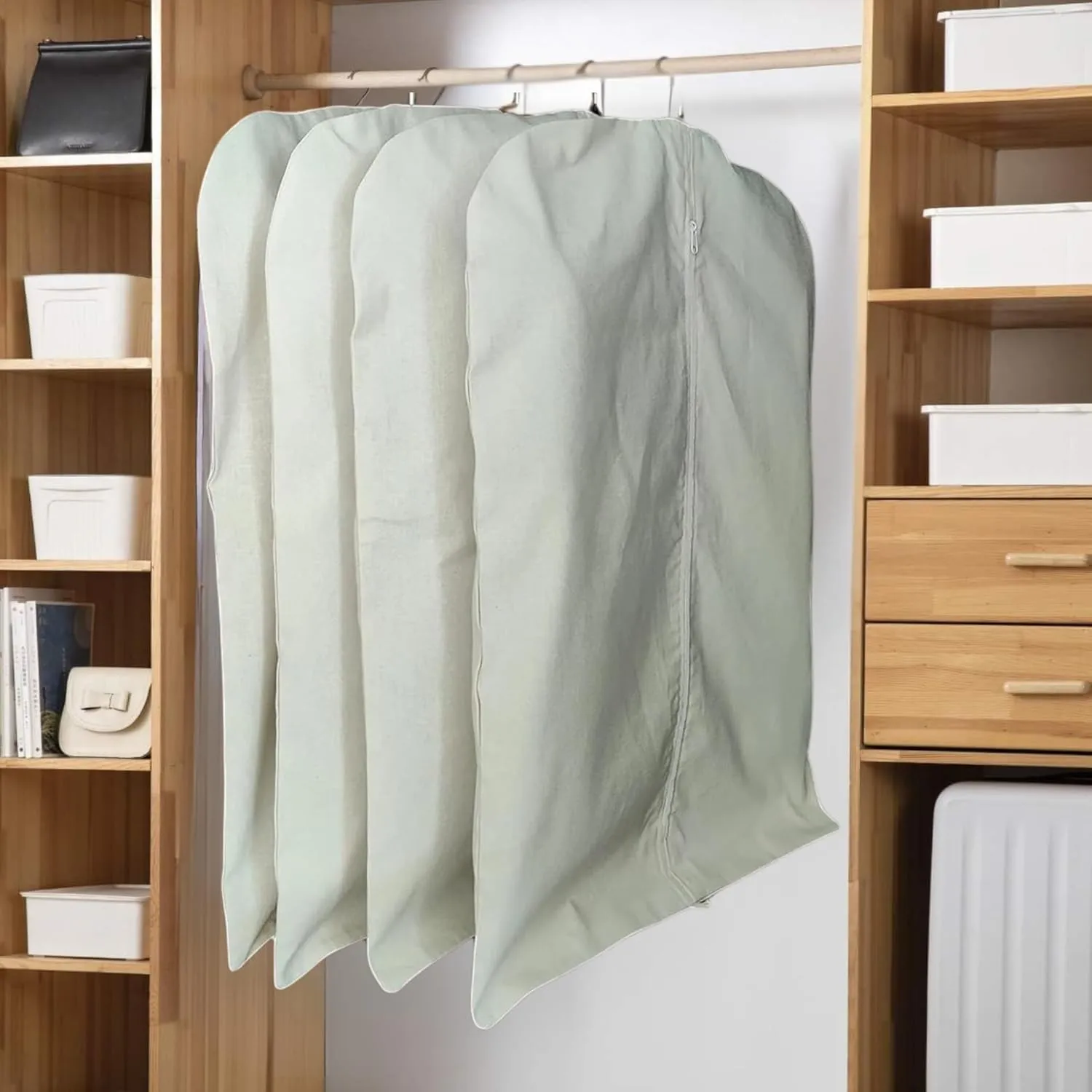 100% Cotton Canvas Garment Cover for Suits, Coats, Dresses; Travel Bag (Large (24"x48"), Off-White)