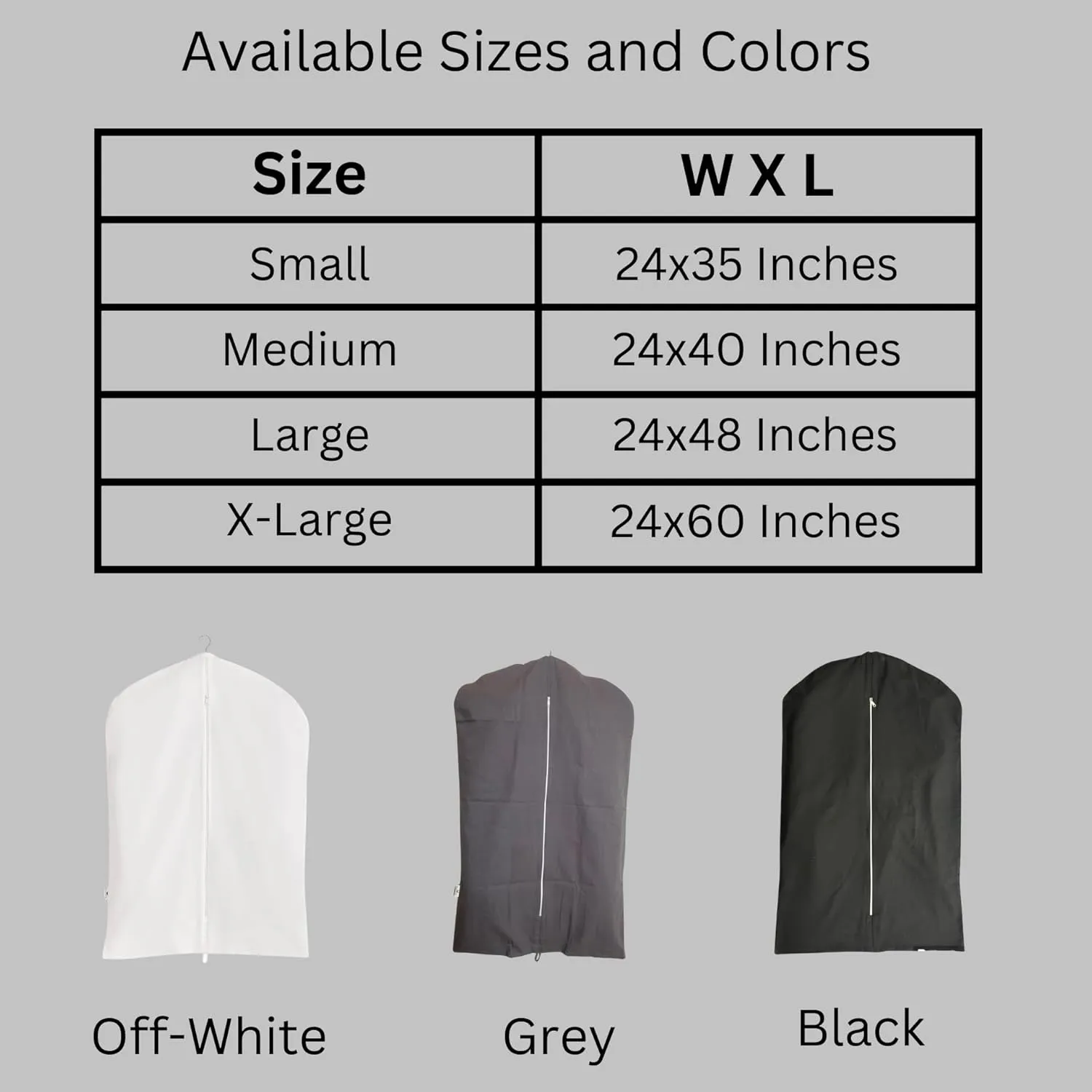 100% Cotton Canvas Garment Cover for Suits, Coats, Dresses; Travel Bag (Large (24"x48"), Off-White)