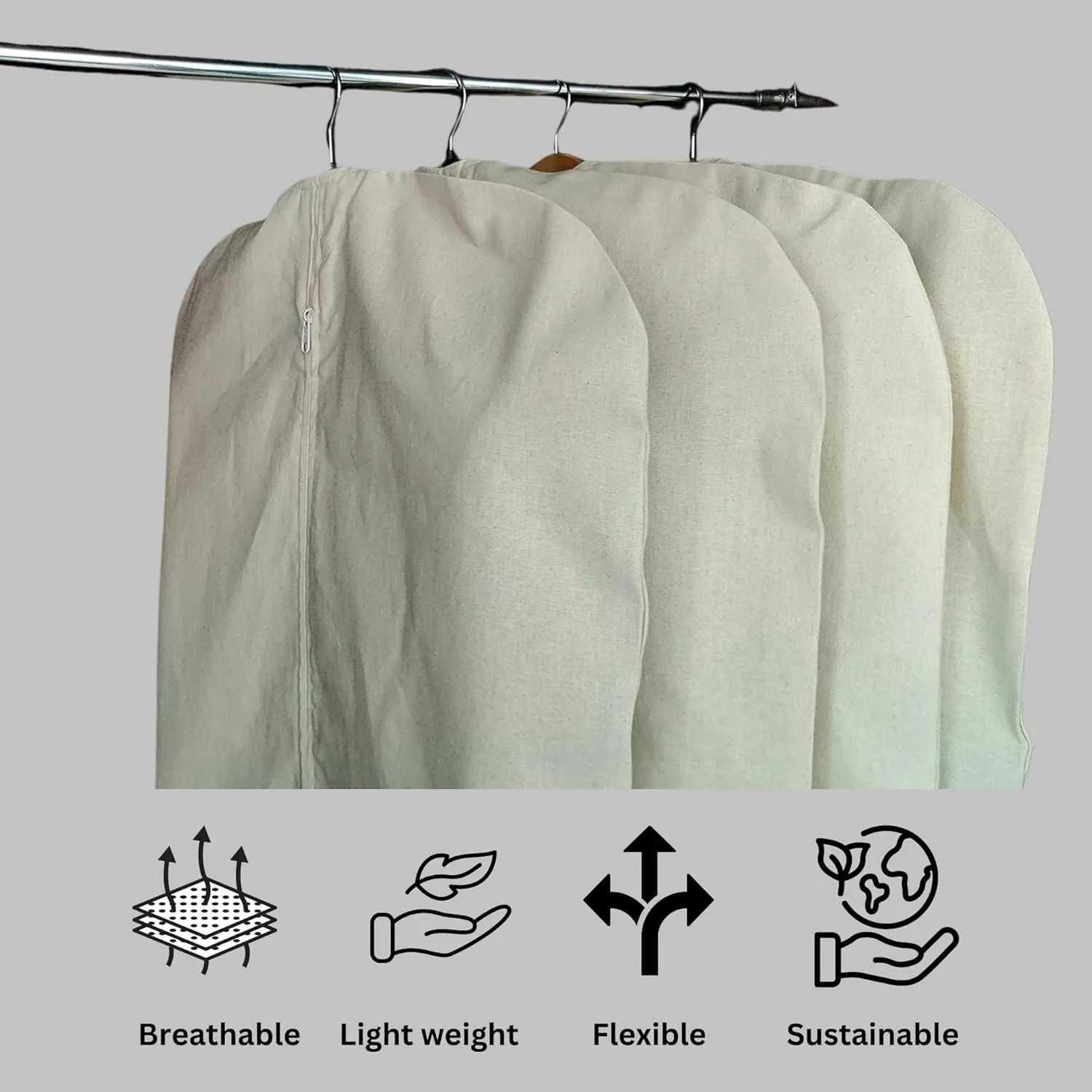 100% Cotton Canvas Garment Cover for Suits, Coats, Dresses; Travel Bag (Large (24"x48"), Off-White)