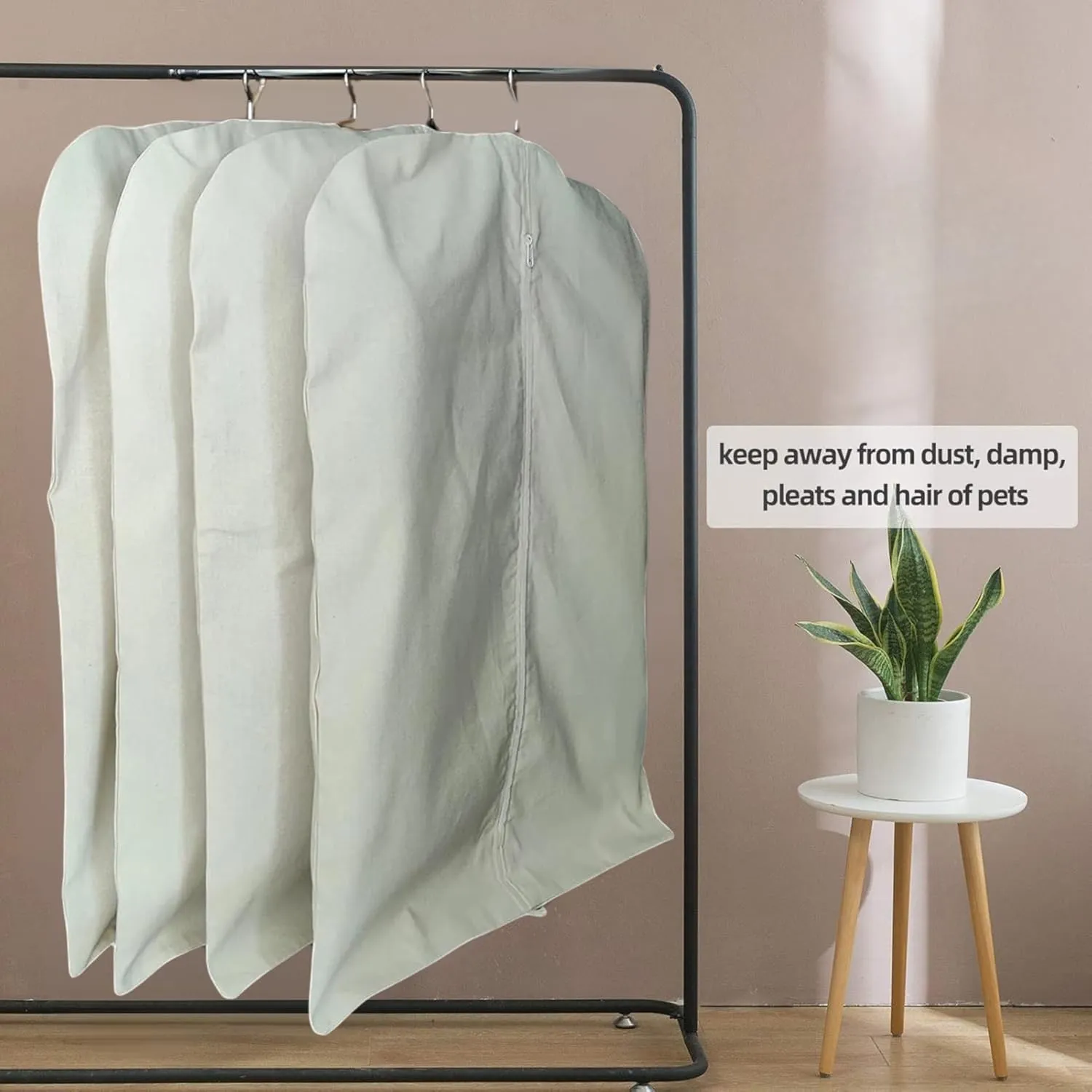 100% Cotton Canvas Garment Cover for Suits, Coats, Dresses; Travel Bag (Large (24"x48"), Off-White)