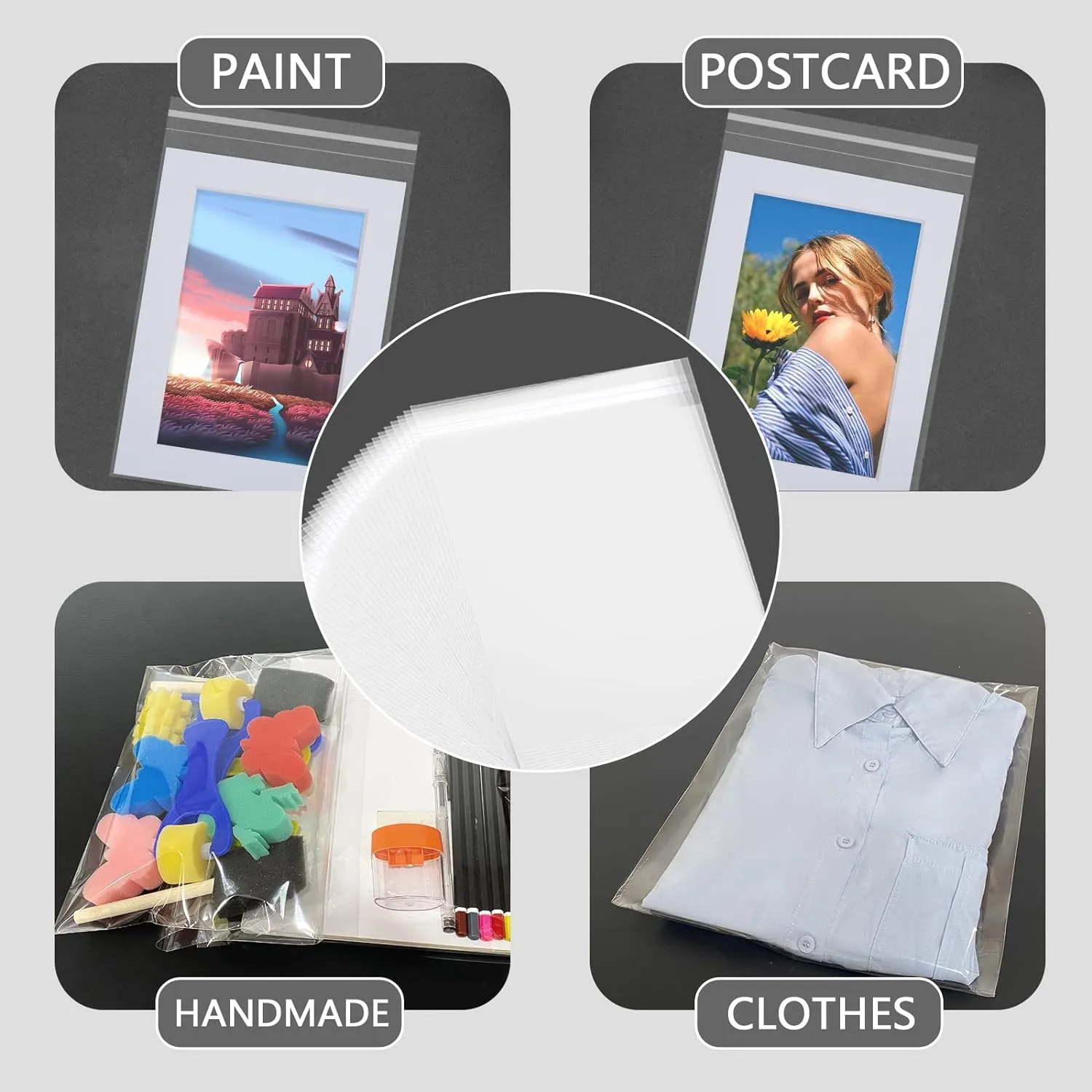 100 Pack 11 3/7 x 14 3/8 Inches Crystal Photo Sleeves Storage Bags for 11x14 Photo Mat, Art Sleeves for Prints
