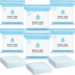 100 Pcs Rinse Free Bathing Wipes Bulk Sponges Bath Wipes All in 1 Shower Rinse Free Bath Sponges Wash Cloths for Campers, Hikers, Adults, Elderly