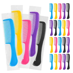 100pcs Combs In Bulk Individually Wrapped, Colorful Hair Combs, Bulk Combs For Homeless Individually Wrapped For Women,Kids,Hotel,Airbnb,Shelter/Homeless(black,yellow,pink,blue,purple)