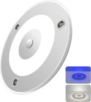 12V Ceiling Dome Light, 4.75 Inch 400LM Dimmable Interior Light for RV Boat Camper Van Travel Trailer Truck Fifth Wheel Interior Lighting, Blue Night Light & Touch Switch(Cool White)