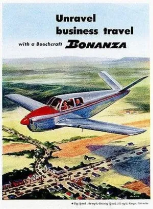 1947 Beechcraft Bonanza Unravel Business Travel Promotional Advertising Poster