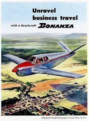 1947 Beechcraft Bonanza Unravel Business Travel Promotional Advertising Poster