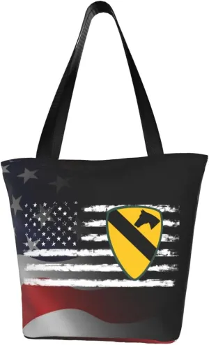 1st Cavalry Division America Flag Fashion Shoulder Bag Large Capacity For Man Or Woman