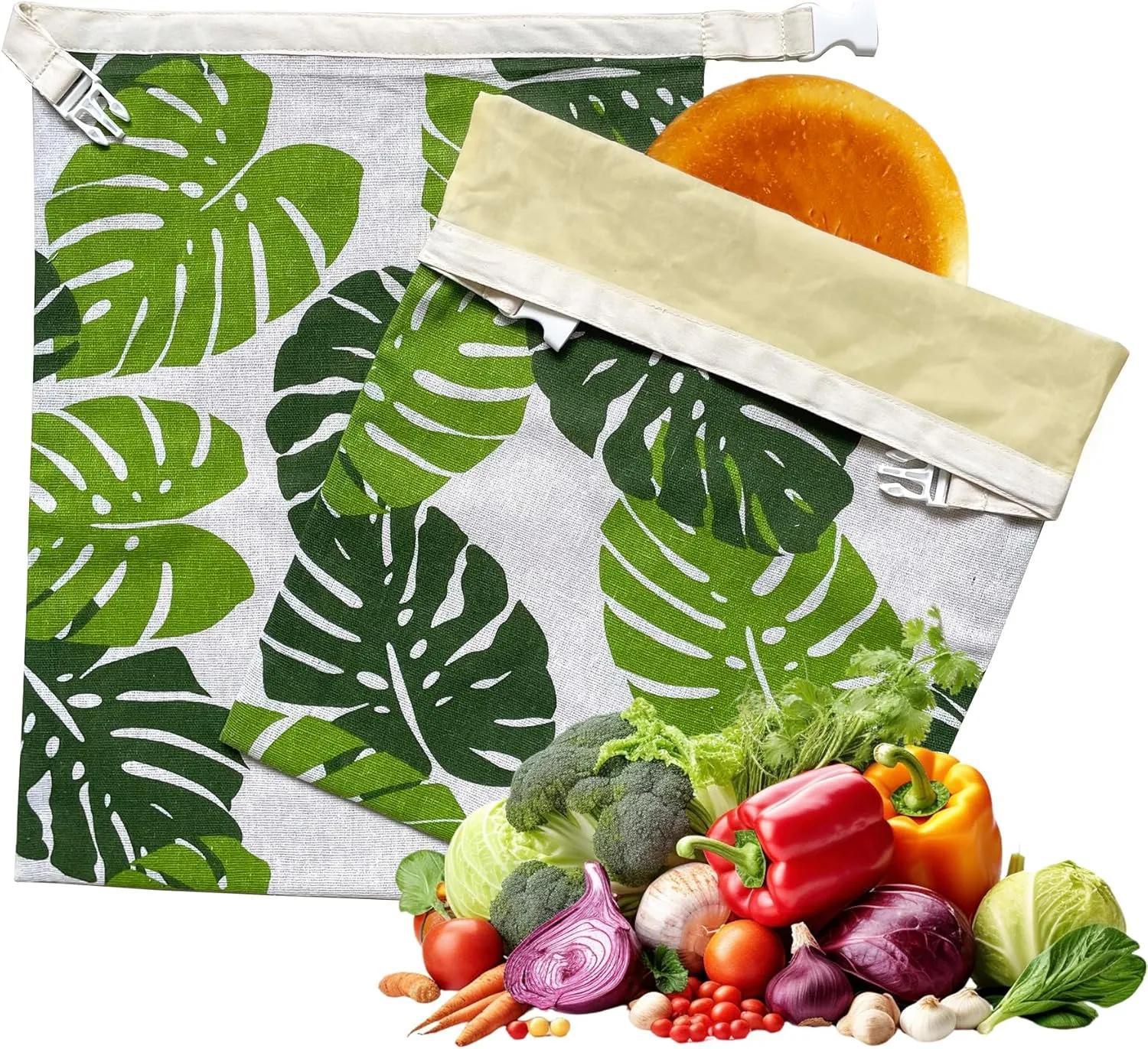 2 Packs Beeswax Bread Bags,Bread Bags for Homemade Bread, Reusable Cotton Beeswax Bread Bag to Keep Fresh,Sourdough Bread Bags, Green
