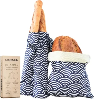 2 XL Beeswax Bread Bags for Homemade Bread, Sourdough – Reusable, Plastic-Free, Keeps Fresh, Washable, Compostable, Gift for Mother's Day