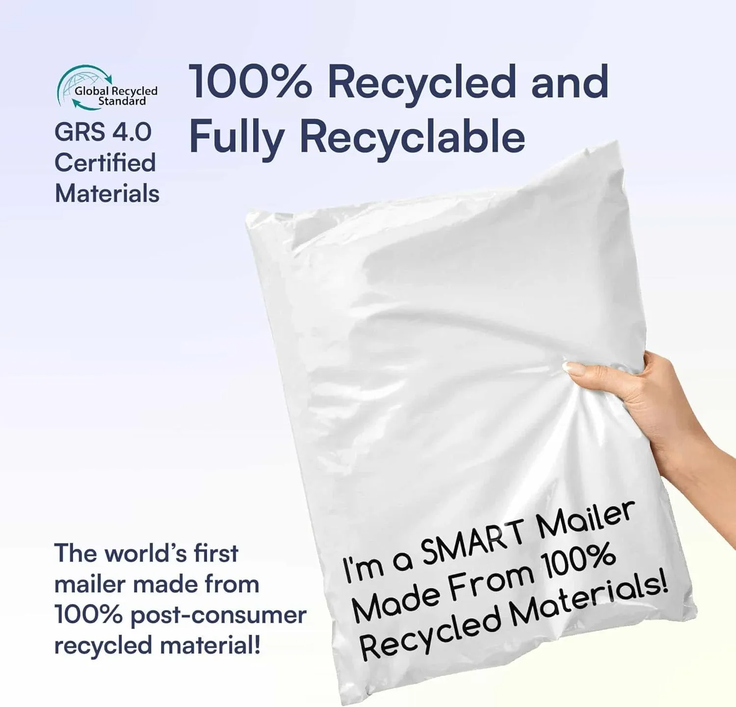 200 Count, 10x13 inch 100% Recycled Poly Mailers Eco Friendly Packaging Envelopes Supplies Mailing Bags 2.5 Mil Thick - SMART Mailer