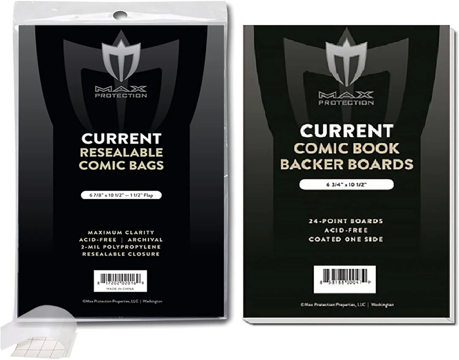 (200) Current Size RESEALABLE Ultra Clear Comic Book Bags and Boards - by Max Pro (Qty= 200 Bags and 200 Boards)