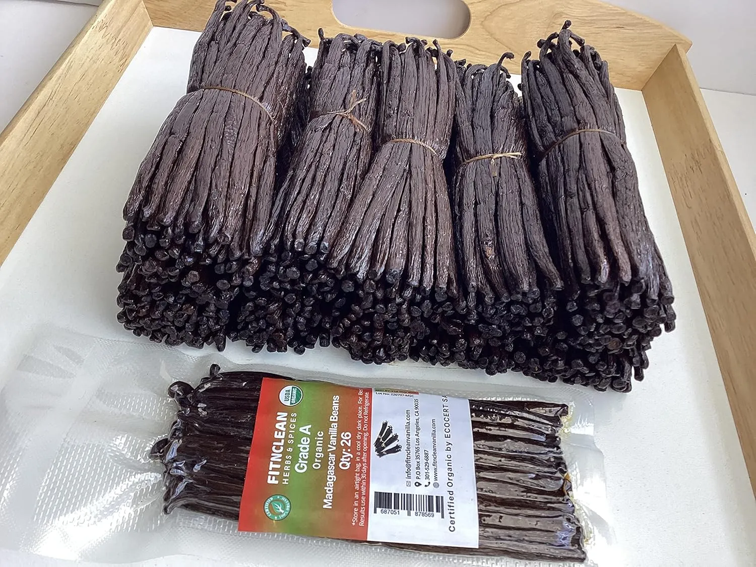 26 Organic Madagascar Vanilla Beans Grade A. Certified USDA Organic. Fresh by FITNCLEAN VANILLA for Extract, Cooking, Brewing, Baking. Bulk Bourbon NON-GMO Whole Gourmet Pods