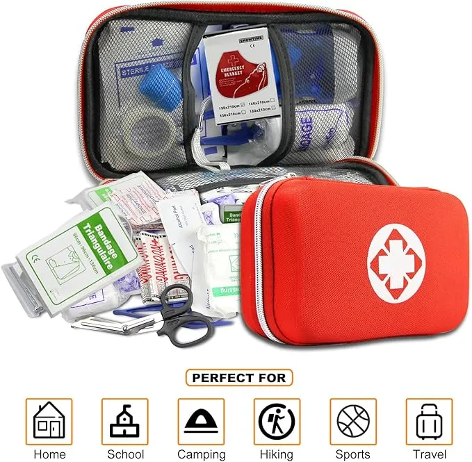 276Pcs First-Aid Kit Emergency-Kit Home-Car - First Aid Kits for Business Travel Essentials First Aid Bag Emergency Necessities for Boat Hiking Skating, Red YIDERBO