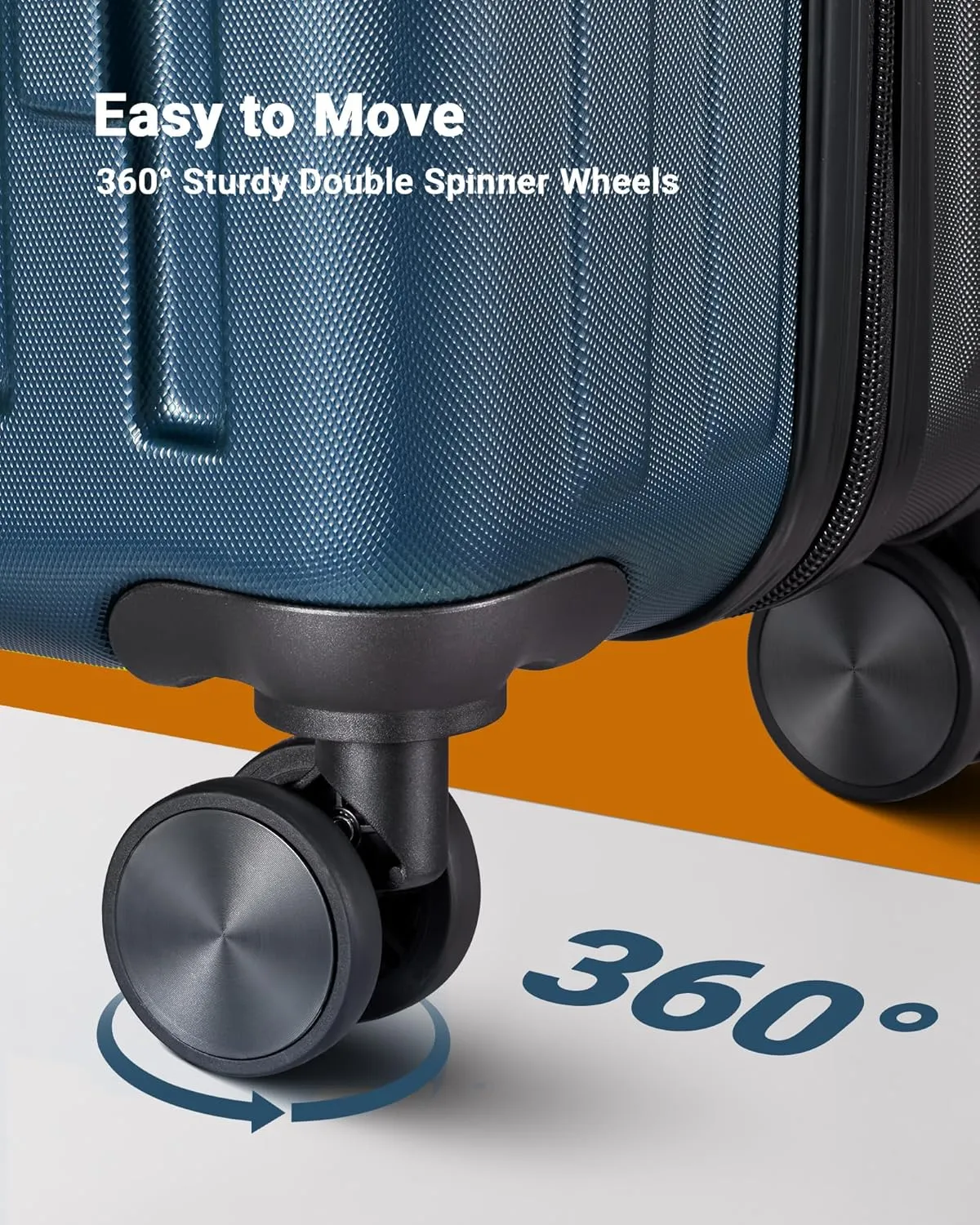 28 inch Luggage Hardside Lightweight Suitcase with Spinner Wheels TSA Lock for Travel Business (Blue&Black)