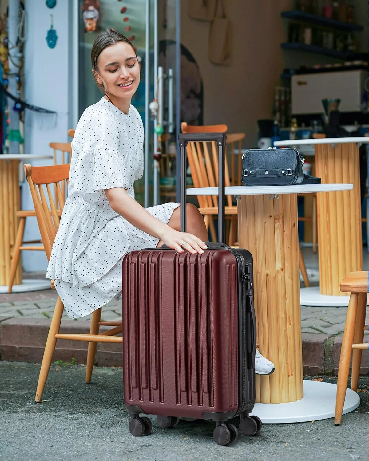 28 inch Luggage Hardside Lightweight Suitcase with Spinner Wheels TSA Lock for Travel Business, (Red&Black)