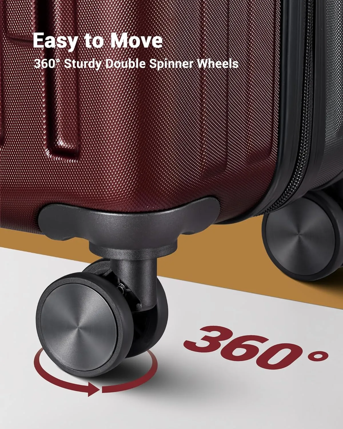 28 inch Luggage Hardside Lightweight Suitcase with Spinner Wheels TSA Lock for Travel Business, (Red&Black)