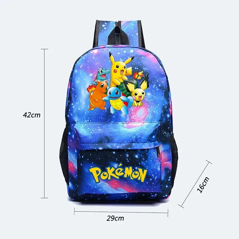 3Pcs/set Anime Pokemon Pikachu Backpack for Boys Girls Light Weight Bag Hildren Schoolbag Student Kawaii Backpack Back To School