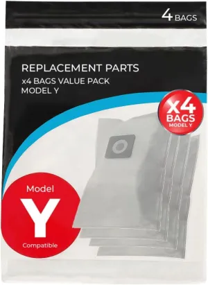 4 Pack Compatible Replacement Type Y Vacuum Dust Cleaner Bags for WindTunnel Upright Style Y, Z, YZ Paper Bags (Replace Part 4010100Y, AH10040, 4010801Y)