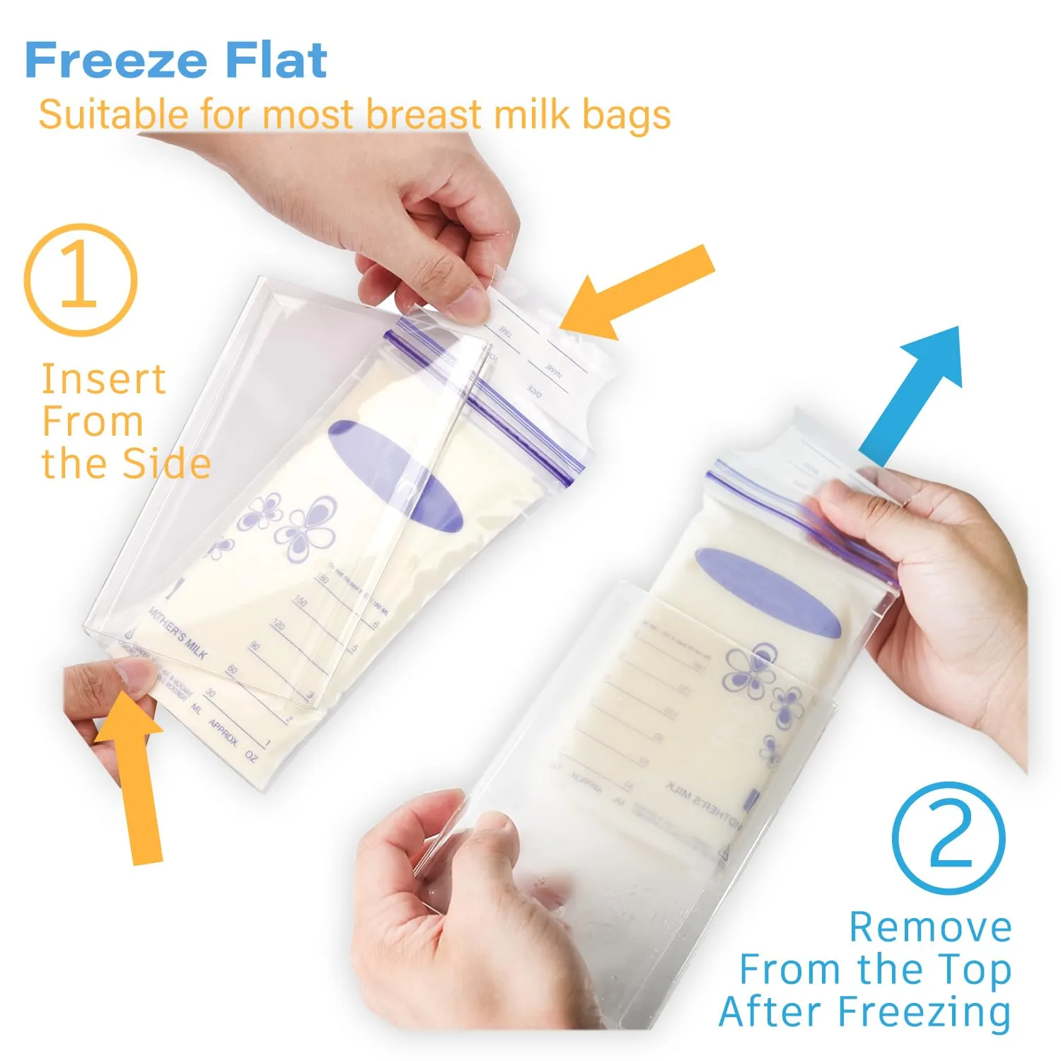 4-Pack Freeze Flat Breast Milk Storage Bag |Breastmilk Freezer Flattener Kit Make Mother's Milk Bags Organizer Even to Save Refrigerator Space | Fit 3 4 5 6oz
