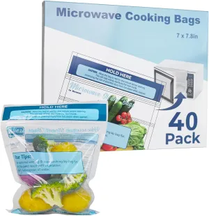 40 Pack Microwave Steamer Bag - Steam Food Storage Bags Steam Cooking Bag Microwave Steam Bags for Food Vegetables Potatoes and Meat Microwave and Freezer Safe