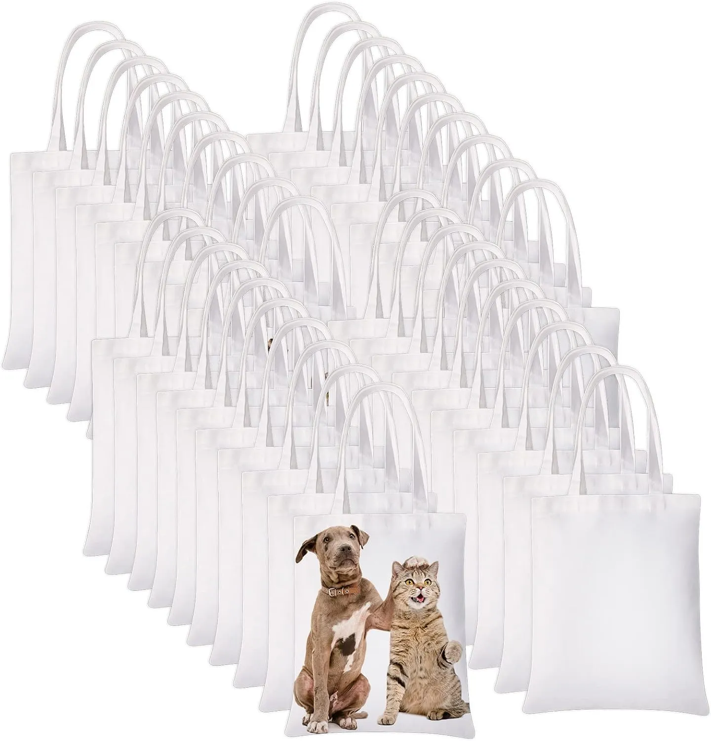 40 Pieces Sublimation Blank Canvas Tote Bags Sublimation Tote Bags Grocery Bags for Decorating and DIY Crafting White NOT USE BY CHILDREN