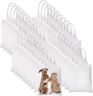 40 Pieces Sublimation Blank Canvas Tote Bags Sublimation Tote Bags Grocery Bags for Decorating and DIY Crafting White NOT USE BY CHILDREN