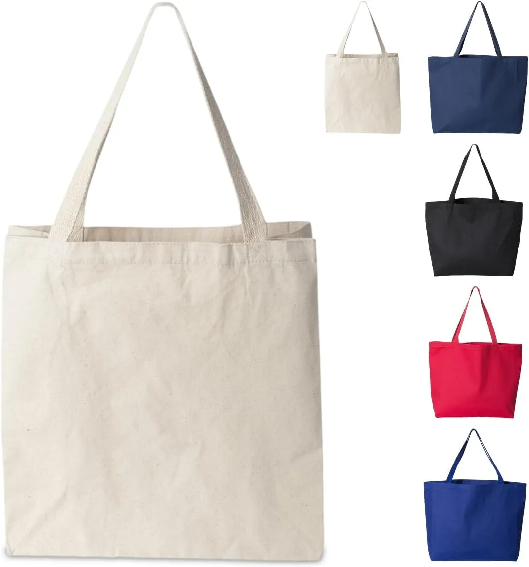 5 | 6 | 12 | 24 | 48 | 192 Isabella Blank Cotton Canvas Large Reusable Grocery Tote Bags