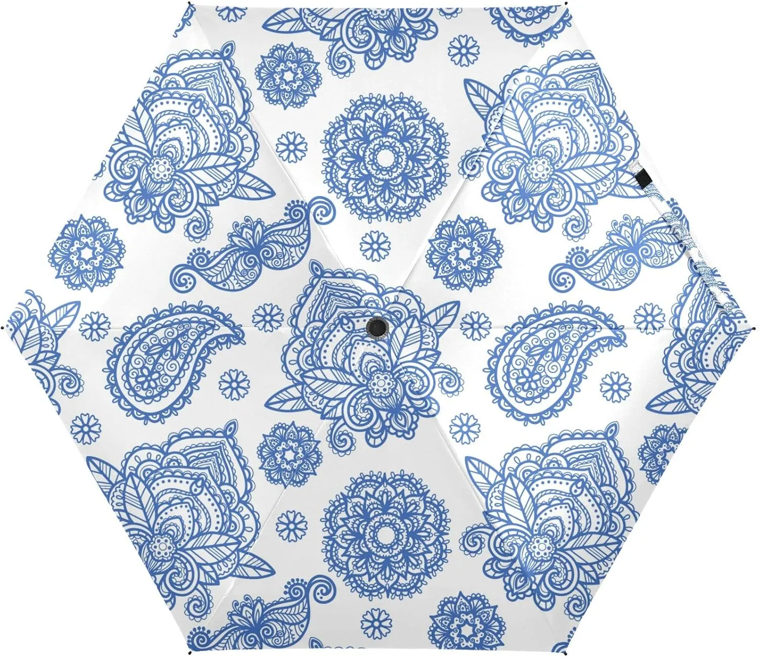 5 Folding Compact Pocket Windproof Umbrella, 6 Ribs Ultra-Light Foldable Vinyl Parasol, Mini Anti-UV Travel Umbrella