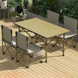 5-Piece Camping Table and Chair Set – Portable Table and Foldable Chairs with Storage Bags, Portable and Lightweight - Camping Chair with Table Set,Yellow