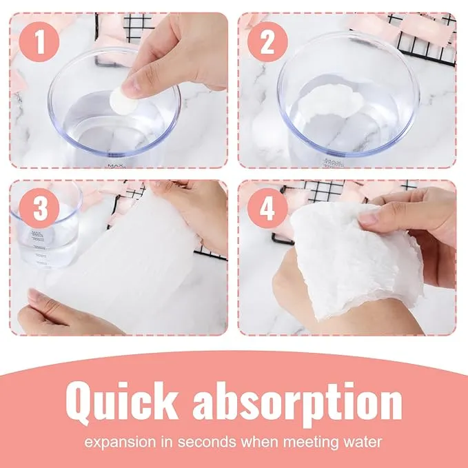50 Pcs Compressed Towels Tablets, Disposable Face Towels Portable Coin Tissues Mini Face Towels for Travel Camping Hiking Sport Beauty Salon Home Hand Wipes and Other Outdoor Activities