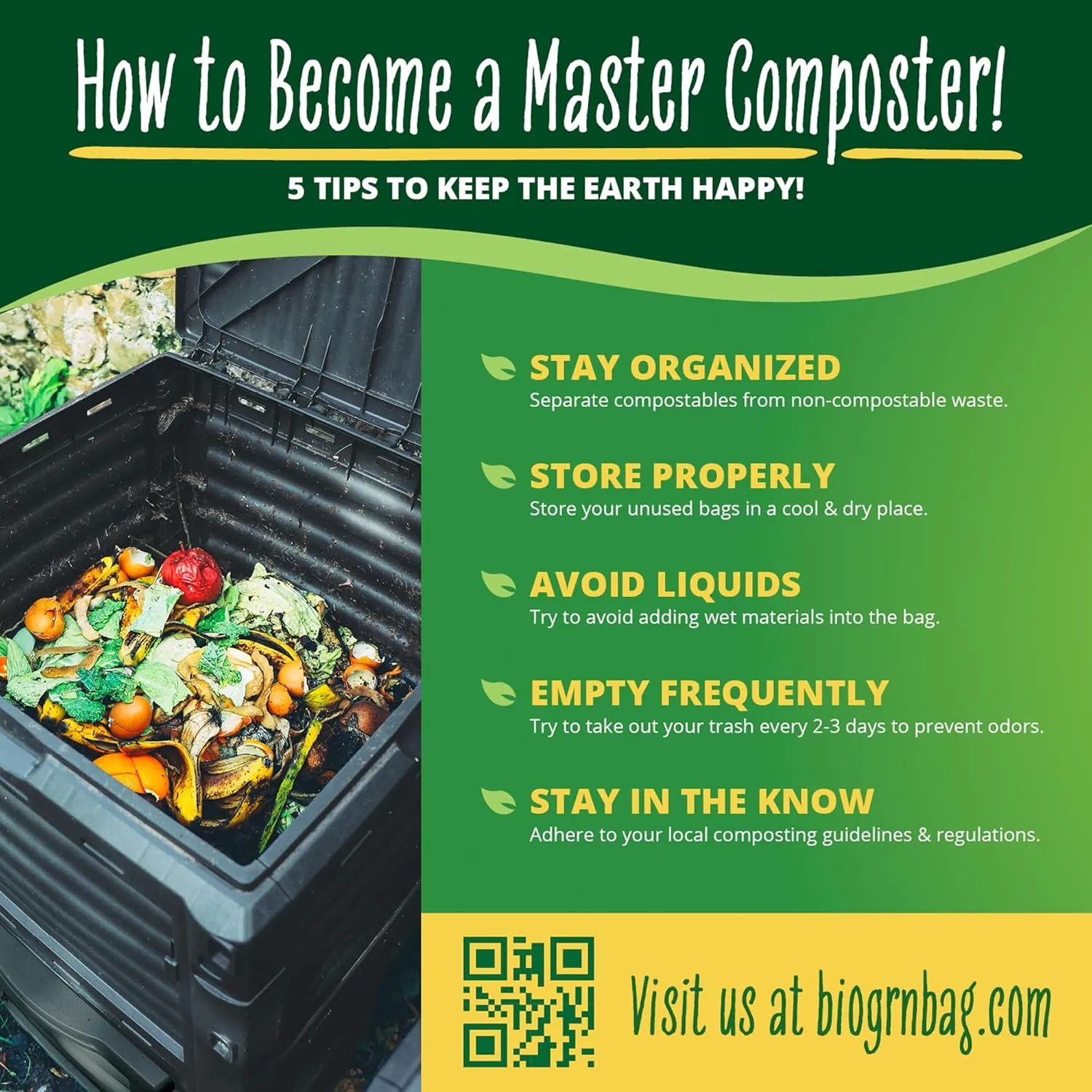 55 Gallon Compostable Trash Bags Flat-Top, Heavy Duty Extra Thick 1.57 Mil, 208.2 Liter, 12 Bags, Large Lawn and Yard Waste Bag, ASTM D6400, US BPI and OK Compost Home Certified