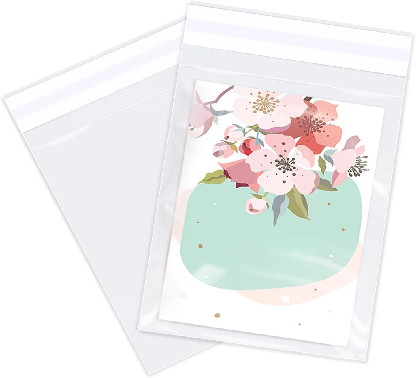 5" x 7" (1000 Count) Clear Cellophane Bags - Self Sealing Cello Plastic Poly Bags- for A2 A4 A6 Cads & Envelopes, Bakey, Cookies, Candies