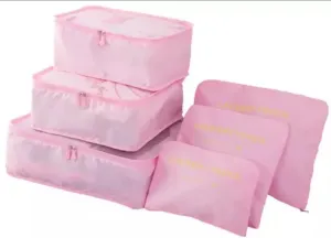 6 Set Packing Cubes Luggage Packing Organizer for Travel Accessories (Light Pink)