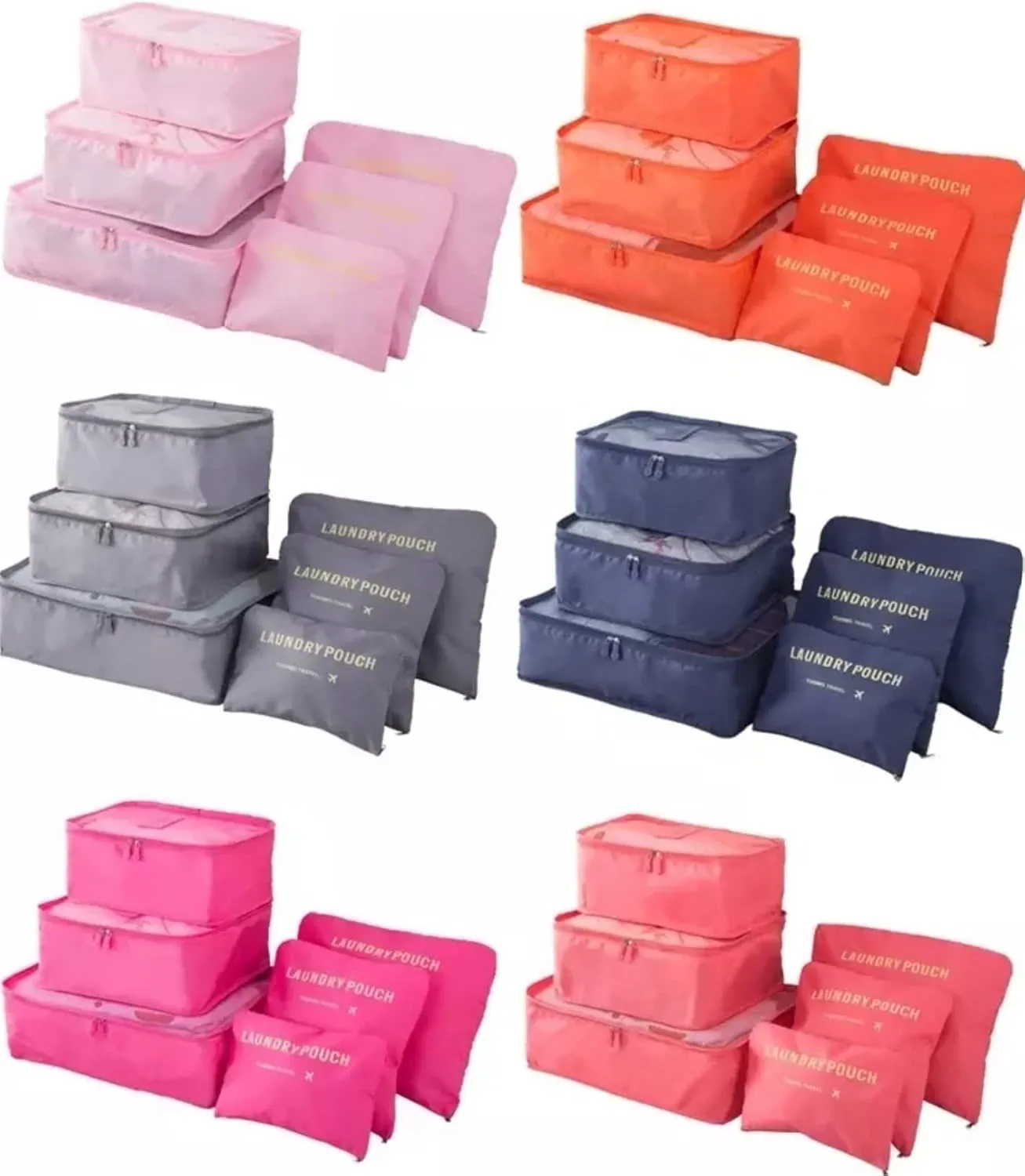 6 Set Packing Cubes Luggage Packing Organizer for Travel Accessories (Light Pink)