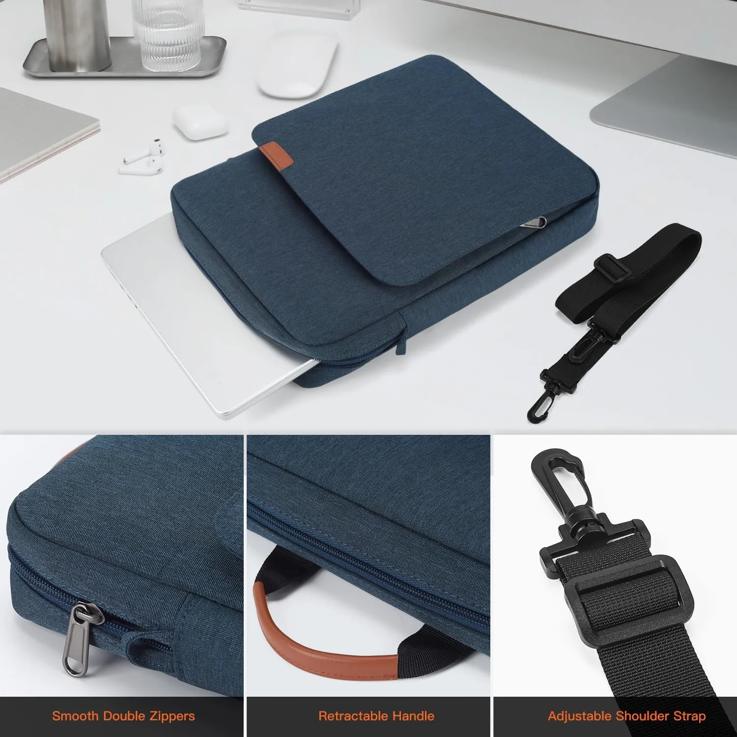 9-11 Inch Tablet Sleeve for Samsung Galaxy Tab A9 /S9 FE/A8, Fire HD 10, iPad Air M3 M2/Pro M4 2025, iPad 10th 10.9/9th 10.2, Navy Blue