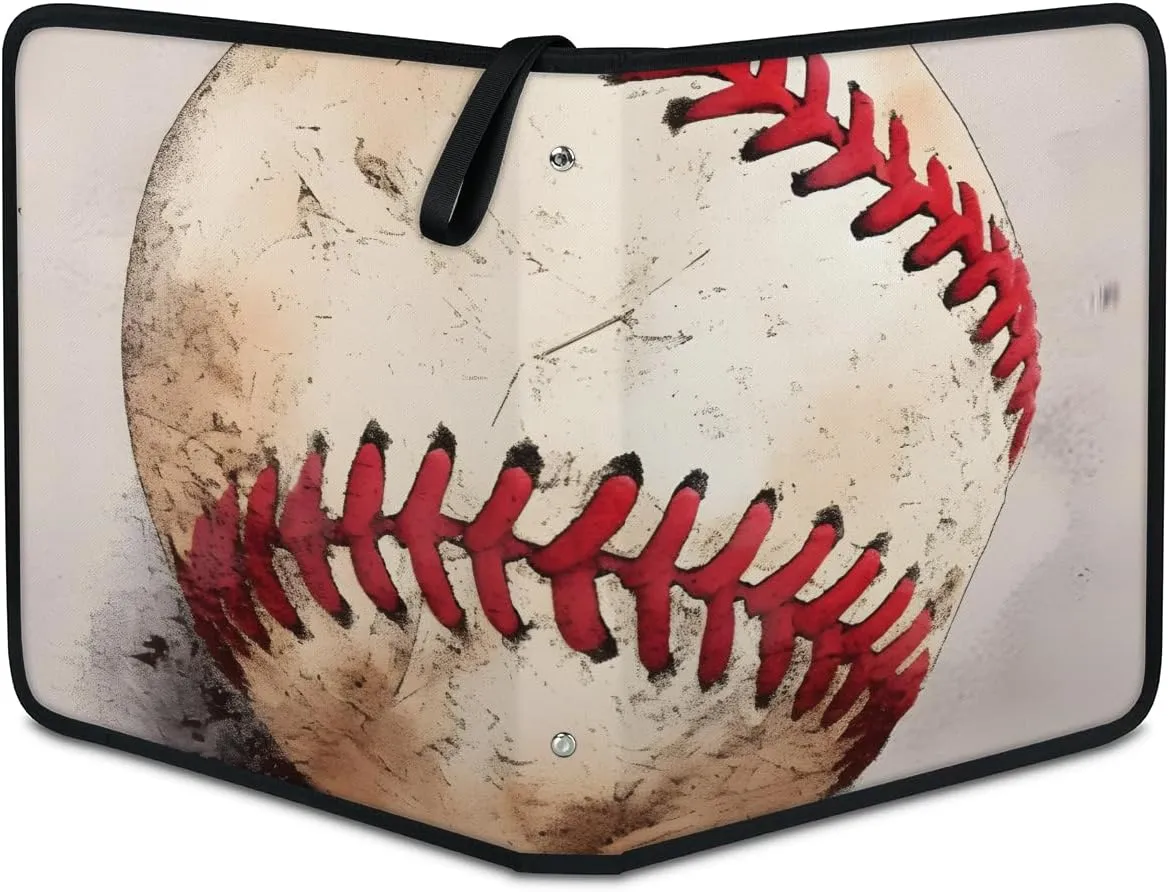 9 Pocket Card Binder, Oil Painting Baseball 900 Pockets Collector Album with Zipper Trading Card Binder, Graffiti Baseball Double Sided Pocket Collection Binder