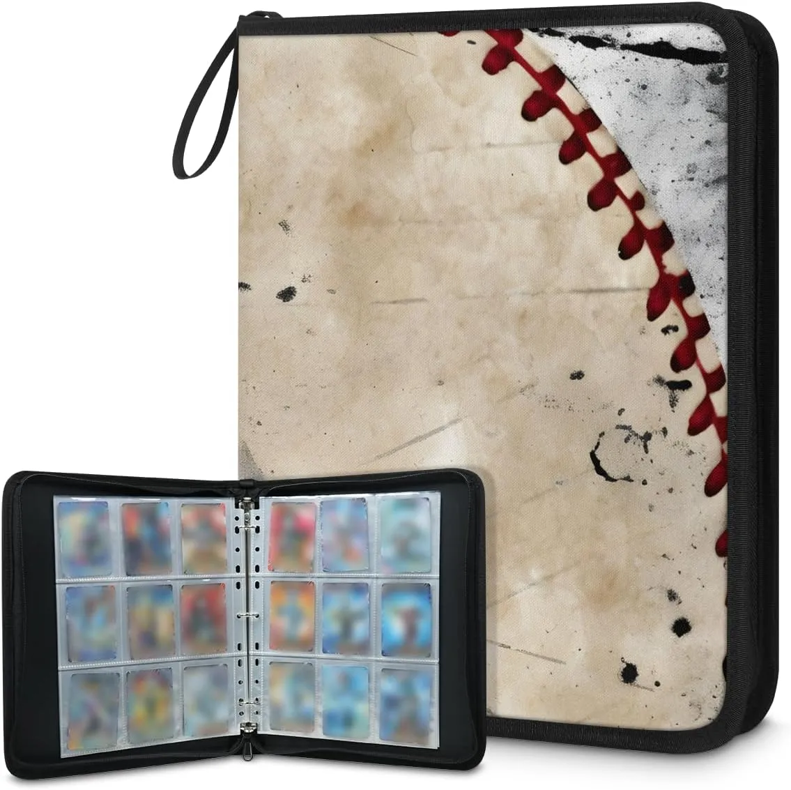 9 Pocket Card Binder, Sport Baseball 900 Pockets Collector Album with Zipper Trading Card Binder, Colorful Baseball Double Sided Pocket Collection Binder