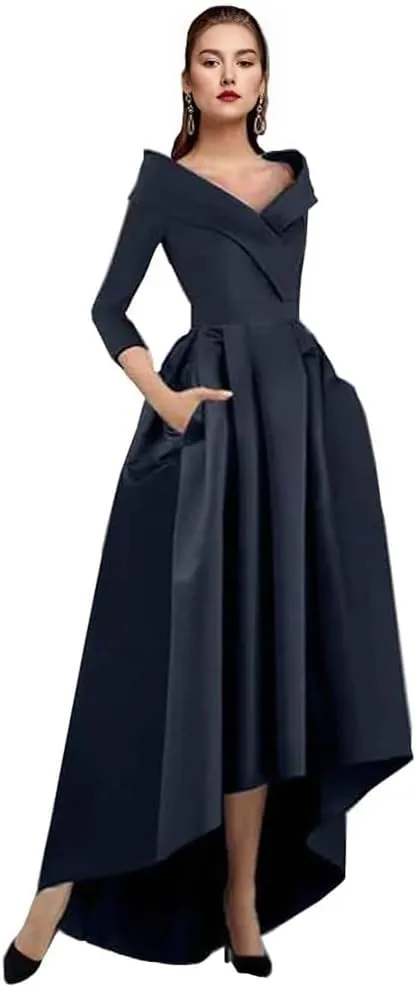 a-line Mother of Bride Dresses high Low Asymmetrical Evening Gowns for Women Formal