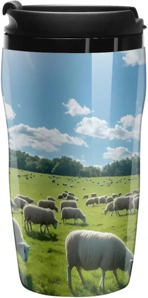 A Lot of Sheep Coffee Mug with Lid Portable Tumbler Water Bottle for Travel Business 250ml