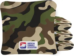 ACA Synergy Pro Dual Sided Cornhole Bags | Camouflage Green Design | Set of (4) All-Weather Resin Filled Stick & Slide Corn Hole Bags
