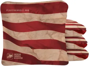 ACA Synergy Pro Dual Sided Cornhole Bags | Cloth American Flag Red Design | Set of (4) All-Weather Resin Filled Stick & Slide Corn Hole Bags