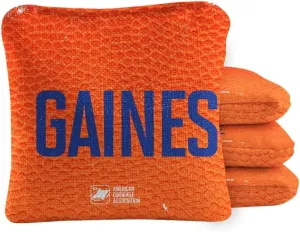 ACA Synergy Pro Dual Sided Cornhole Bags | Gainesville Orange Design | Set of (4) All-Weather Resin Filled Stick & Slide Corn Hole Bags