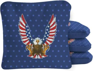 ACA Synergy Pro Dual Sided Cornhole Bags | Merica Blue Design | Set of (4) All-Weather Resin Filled Stick & Slide Corn Hole Bags
