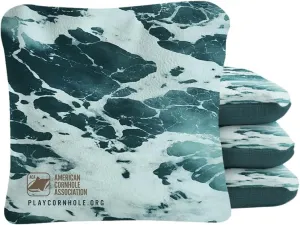 ACA Synergy Pro Dual Sided Cornhole Bags | Ocean Design | Set of (4) All-Weather Resin Filled Stick & Slide Corn Hole Bags