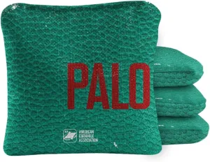 ACA Synergy Pro Dual Sided Cornhole Bags | Palo Alto Green Design | Set of (4) All-Weather Resin Filled Stick & Slide Corn Hole Bags