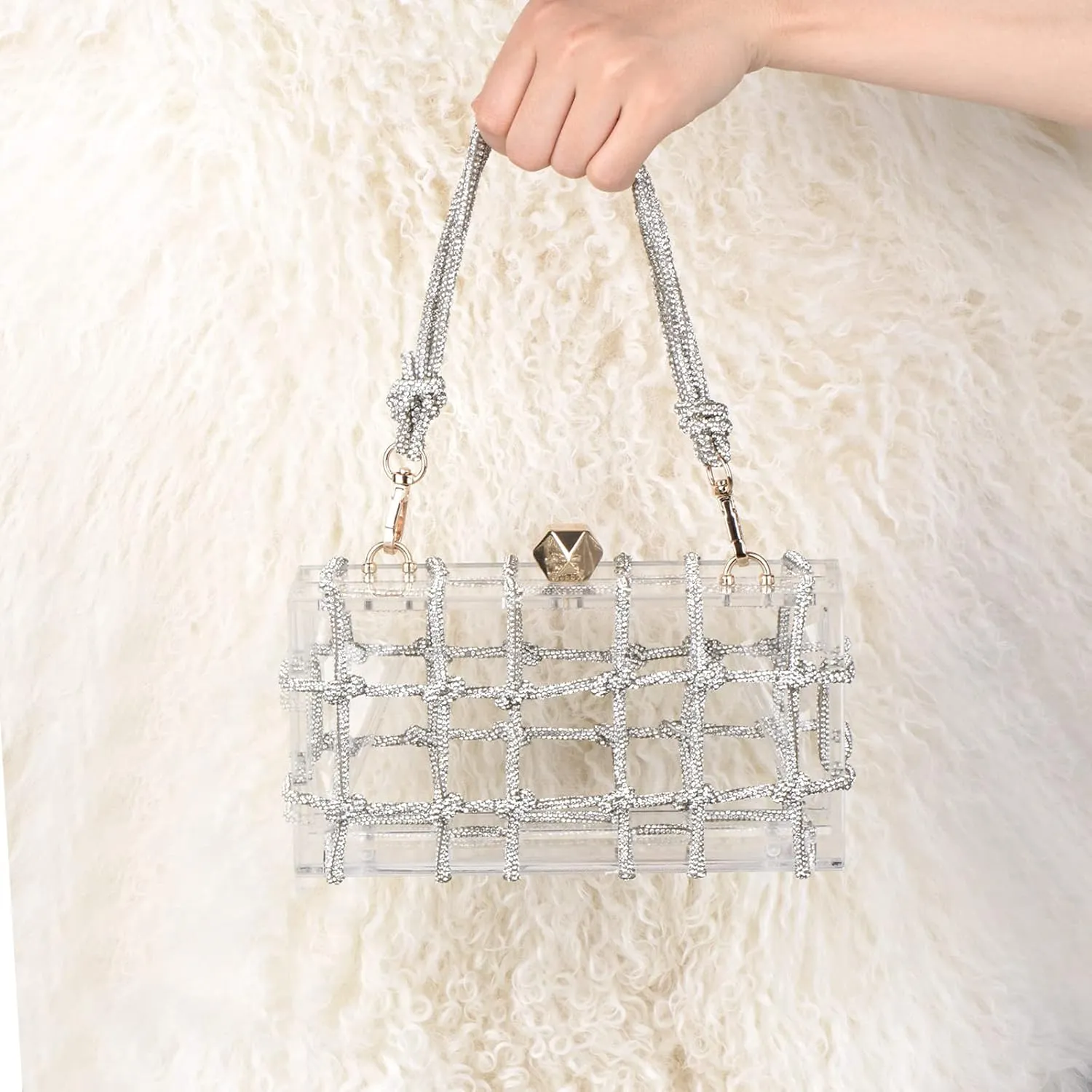 Acrylic Purse Bag with Rhinestones Clutch Purse Evening Clutches for Wedding and Party