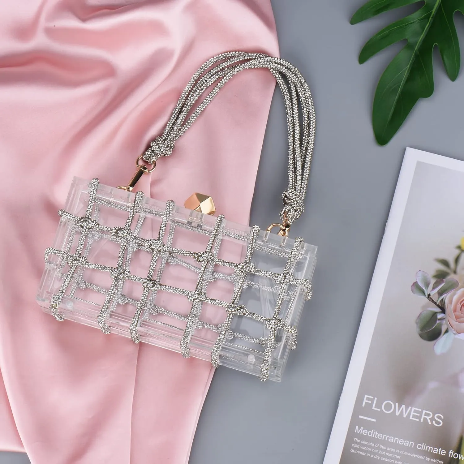 Acrylic Purse Bag with Rhinestones Clutch Purse Evening Clutches for Wedding and Party