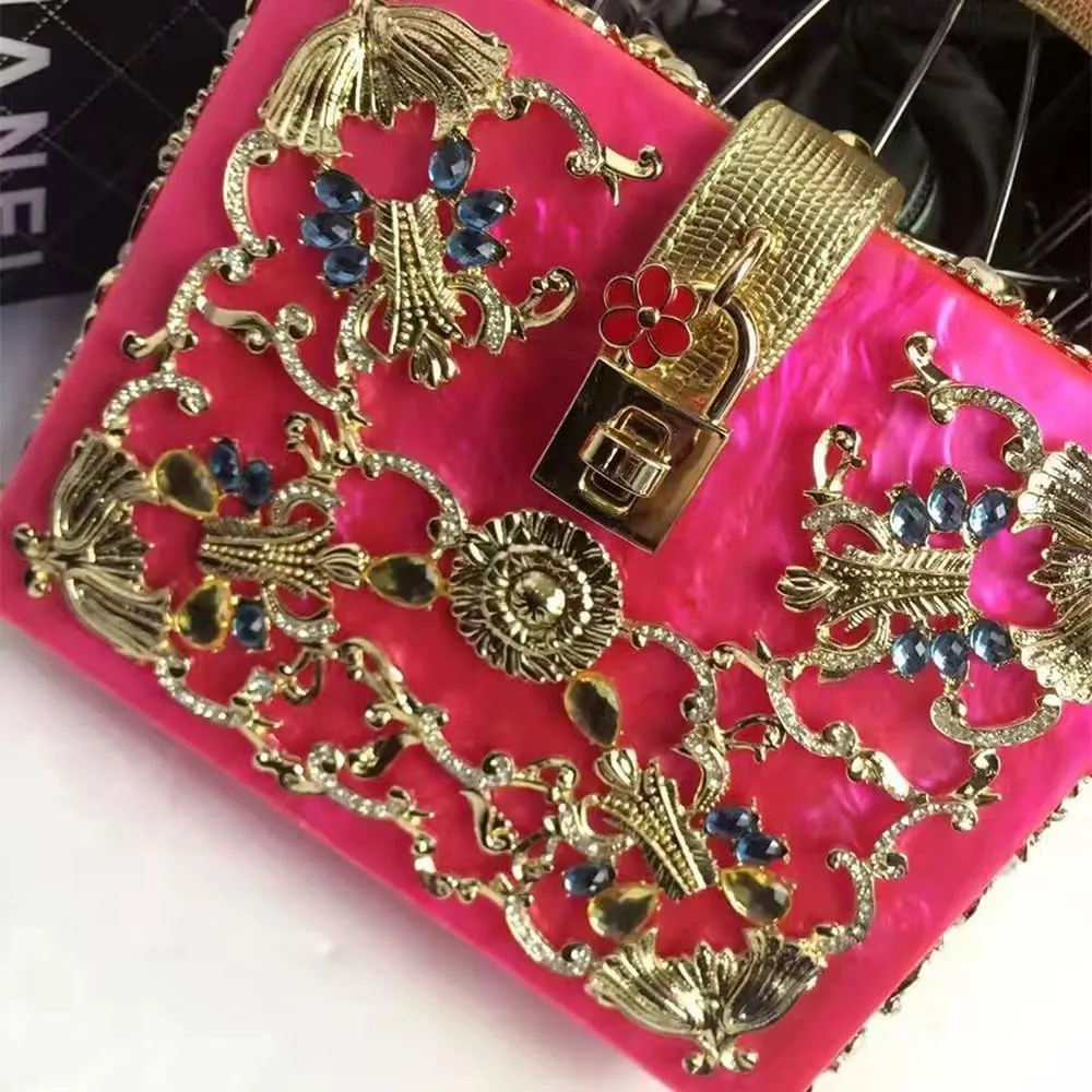 Acrylic Purse Clutch Bags Perspex Carved Bag Evening Handbags for Women Crystal Crossbody Shoulder Purse Wedding
